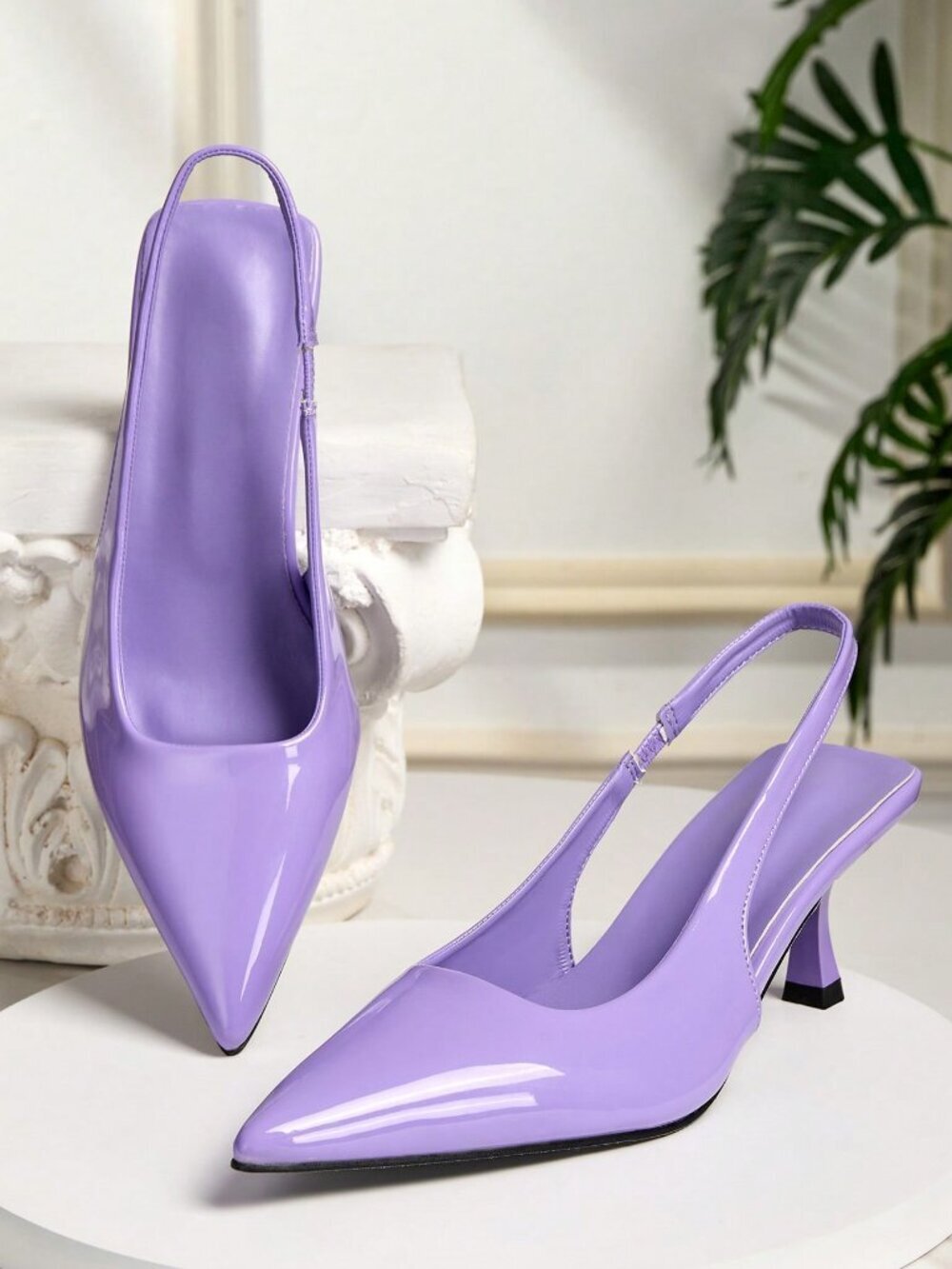 Purple Elegant Women's High heel PU trendy kitten heel Shoes - Picture 6 of 7